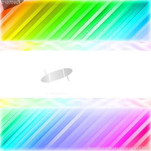 Image of Blank white plate on the colorful diagonal lines background