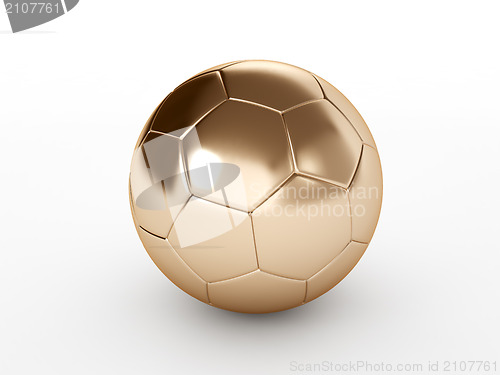 Image of bronze soccer ball isolated on white background