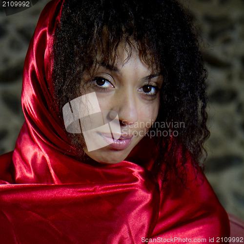 Image of Looking woman wearing a veil 