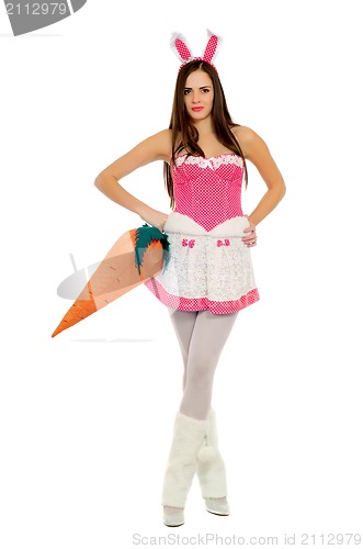 Image of young woman in bunny suit
