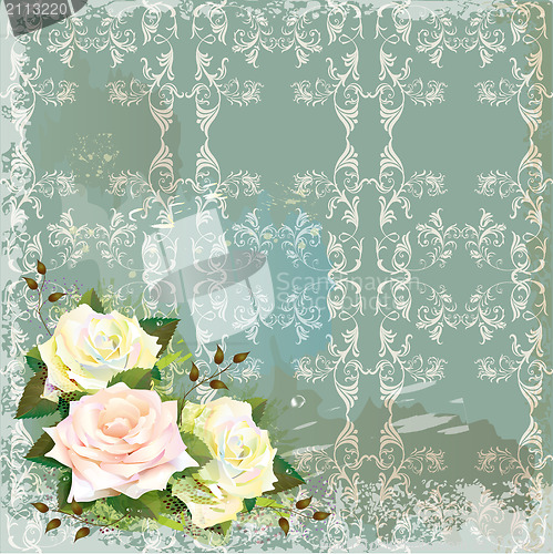 Image of Vintage background  with roses. Imitation of watercolor painting