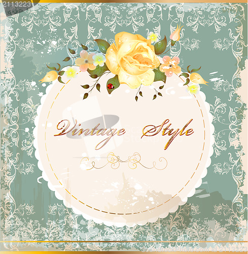 Image of Shabby vintage postcard with roses