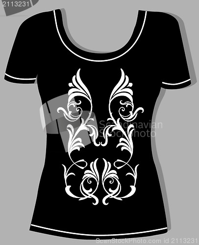 Image of t-shirt design  with  vintage floral element