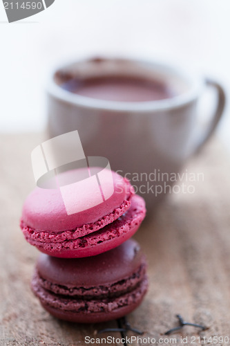 Image of Macaroons and hot chocolate