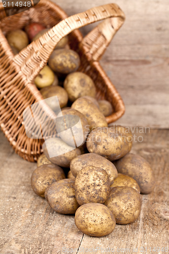 Image of basket with fresh potatoes