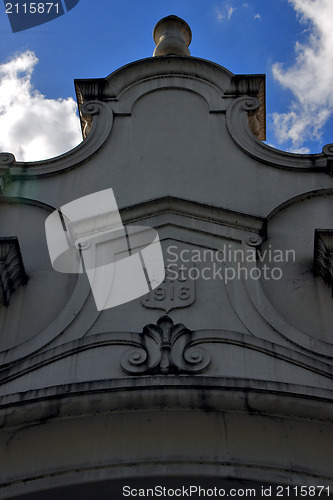 Image of  sky cloud at top off old church 