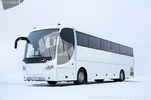 Image of White Bus in Winter