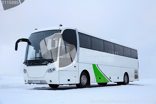 Image of White Bus in Winter