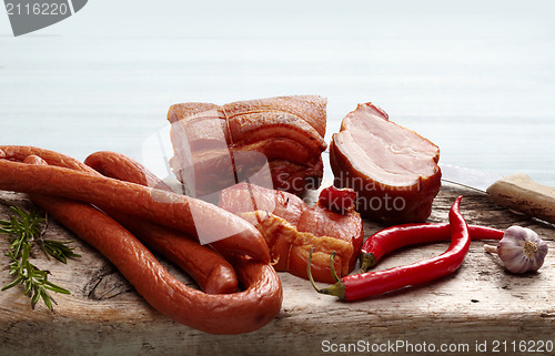 Image of smoked meat and sausages