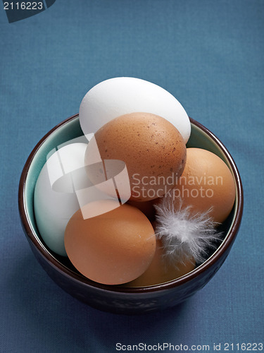 Image of brown and white eggs