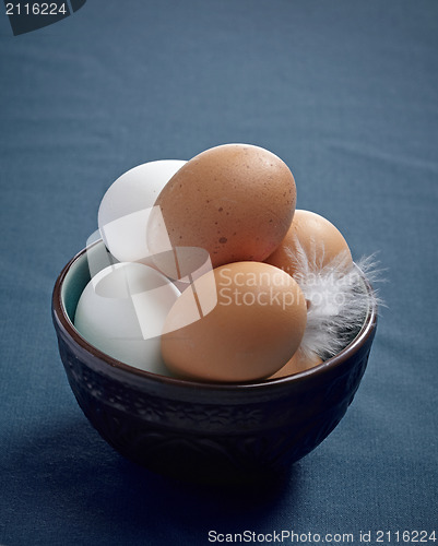 Image of brown and white eggs