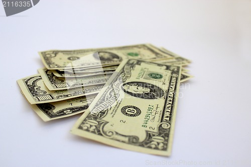 Image of dollar banknotes isolated on a white background