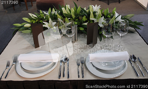 Image of Beautiful table set for wedding