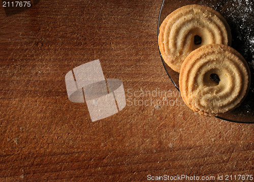 Image of Cookies on wooden table background