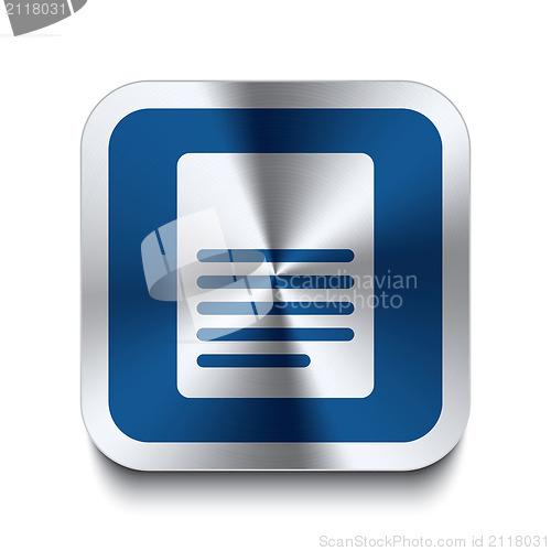 Image of Square metal button - blue page icon