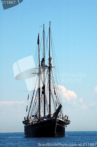 Image of Black sailship in profile # 02