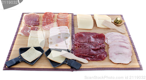 Image of raclette cheese and meat