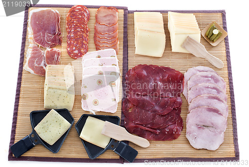 Image of raclette cheese and meat