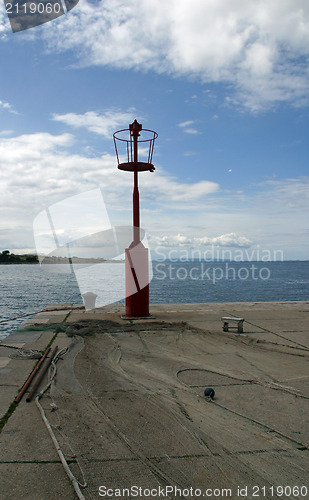 Image of Small red lighthouse along Adriatic coasts