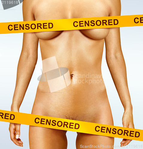 Image of body with censorship tapes