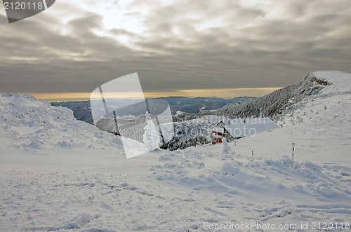 Image of Winter landscape with shelter