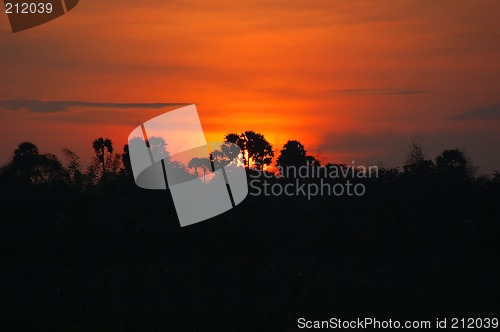 Image of fire the sky,sunset shot from kerala,india