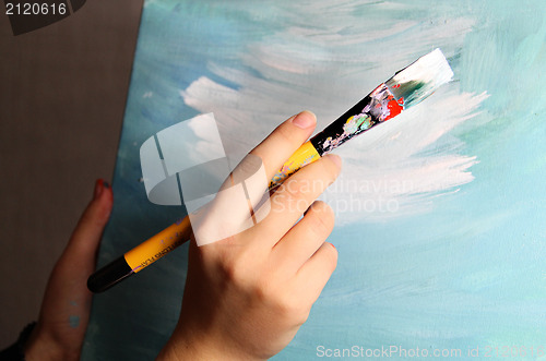 Image of Artist paints a picture