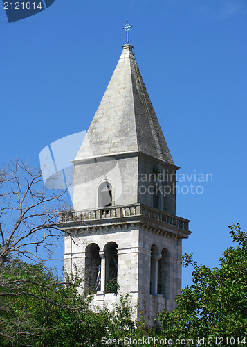 Image of Church bell tower on island Cres, Croatia