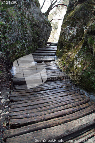 Image of Wooden pathway in Plitvice Lakes national park in Croatia