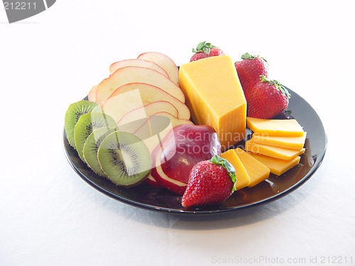 Image of Tray of Cheese and Fruit