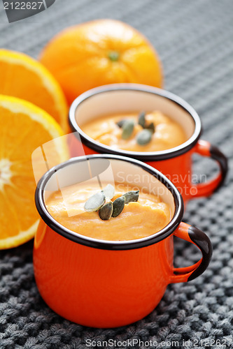 Image of pumpkin soup with orange