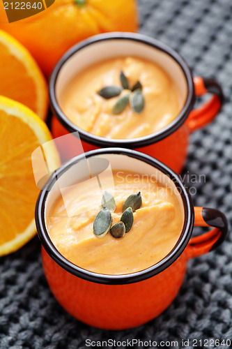 Image of pumpkin soup with orange