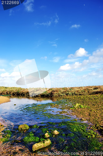 Image of Small river and cloudy sky