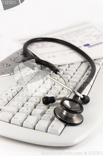 Image of Stethoscope and keyboard