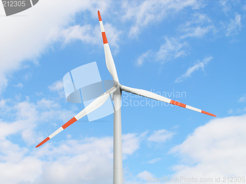 Image of Wind turbine and blue sky