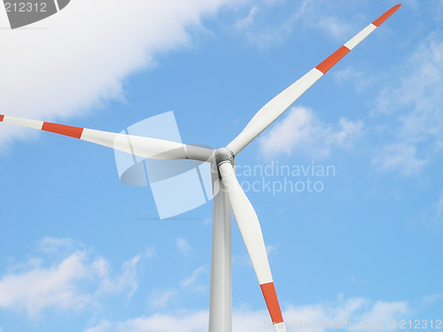 Image of Wind turbine and blue sky