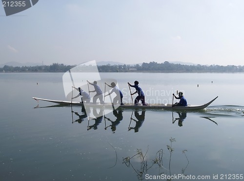 Image of Small dragonboat at sea