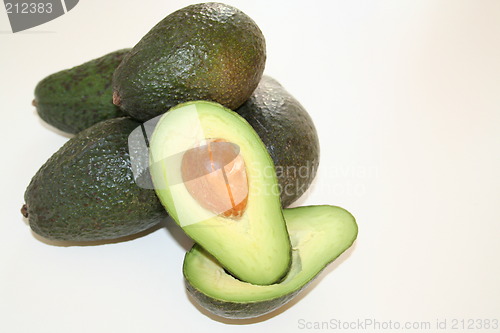 Image of Green avocados on white background