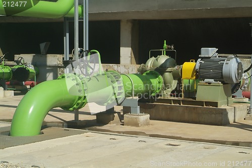 Image of Pump and pipes at cooling tower