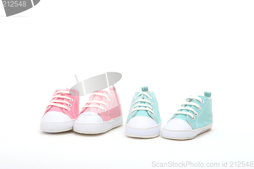 Image of pink and blue shoes