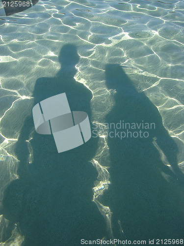 Image of Shadows of couple in the sea water