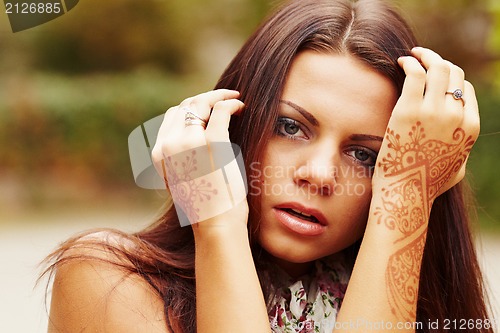 Image of Beautiful girl painted Mehandi