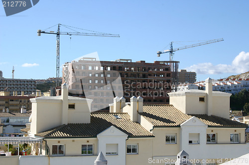 Image of cranes and construction site