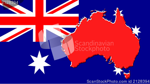 Image of The map, flag and the arms of Australia