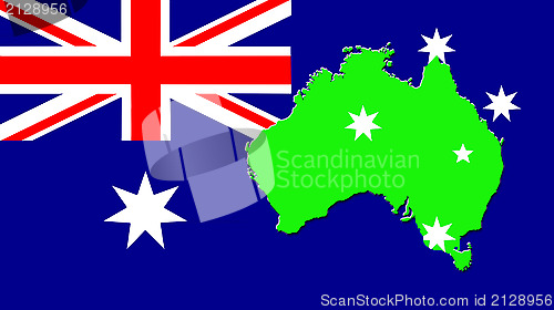 Image of The map, flag and the arms of Australia