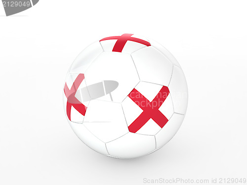 Image of 3d rendering of a soccer ball with England flag