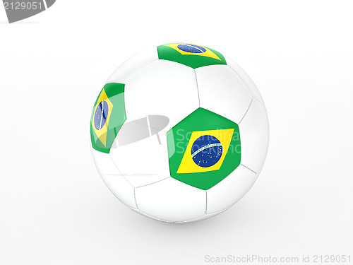 Image of 3d rendering of a soccer ball with Brazil flag