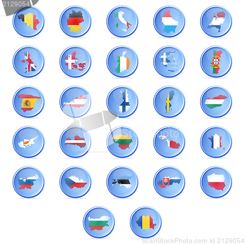 Image of Vector buttons with flags of the states of the European union