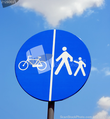 Image of Blue sign on blue sky