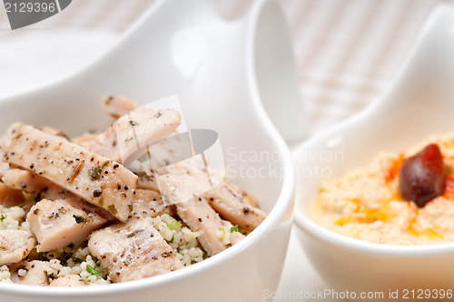 Image of chicken taboulii couscous with hummus